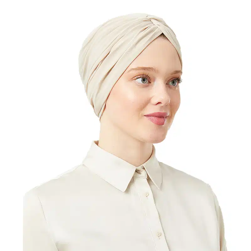 Women's Pre-Tied Beige Turban Head Scarf