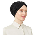 Women's Pre-Tied Black Turban Head Scarf