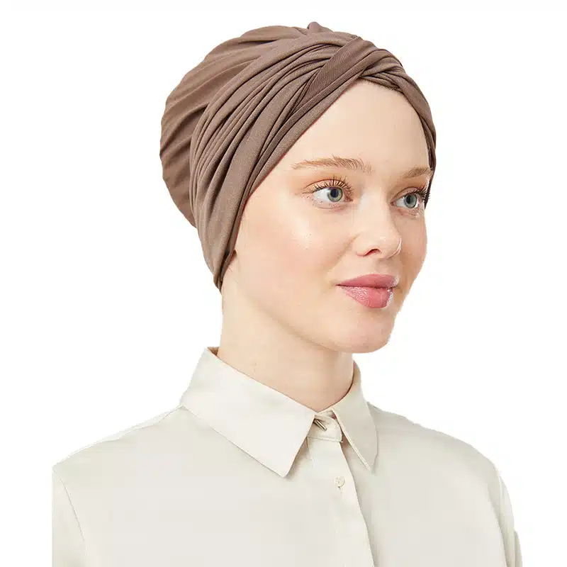 Women's Pre-Tied Brown Turban Head Scarf