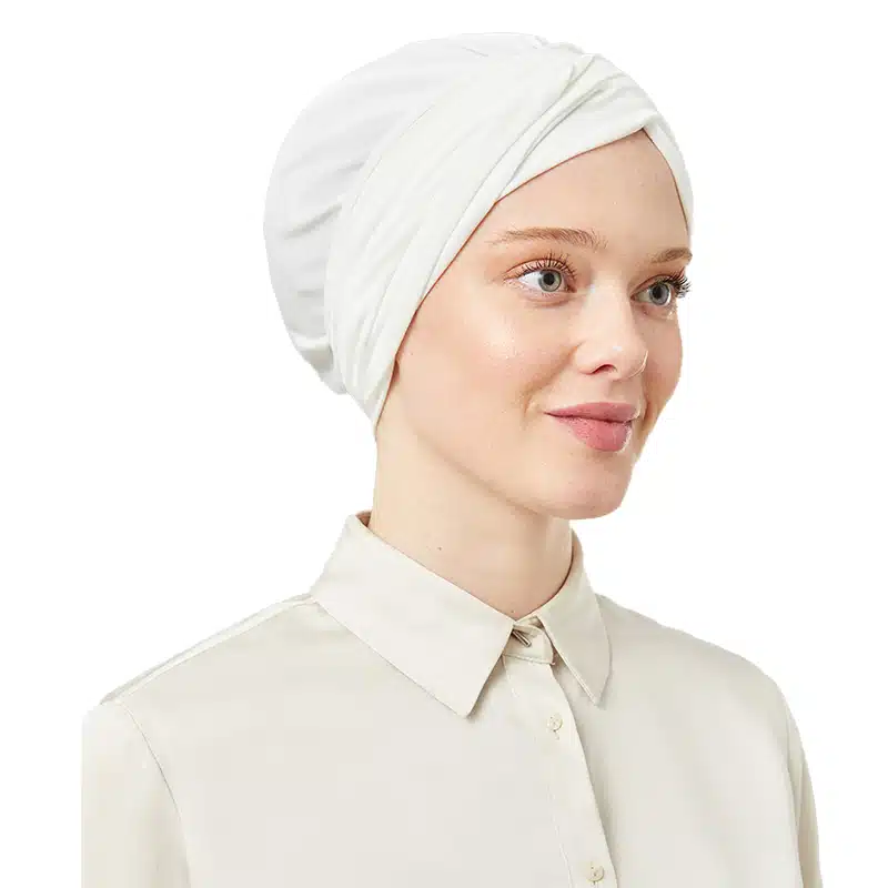 Women's Pre-Tied Cream Turban Head Scarf