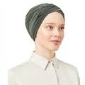 Women's Pre-Tied Olive Green Turban Head Scarf