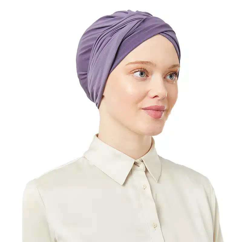 Women's Pre-Tied Purple Turban Head Scarf