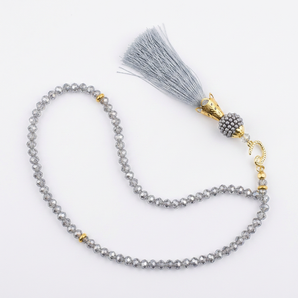 100 Bead Shiny Silver Waw Tasbih