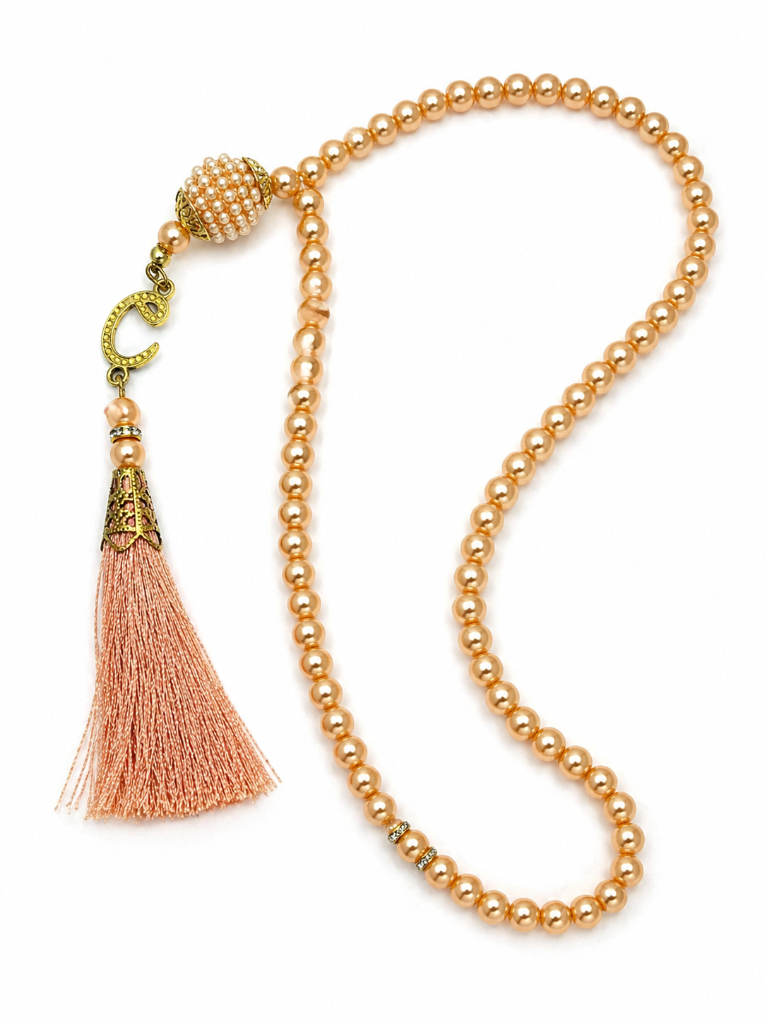 100 Bead Solar Orange Waw Clear Tasbih
