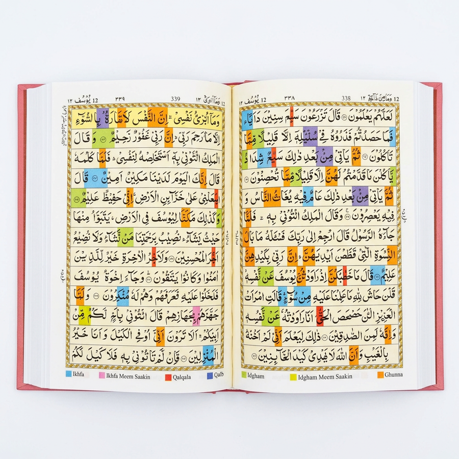The Holy Quran Colour Coded Tajweed Rules Ref. 23-CC Block Colouring - Red