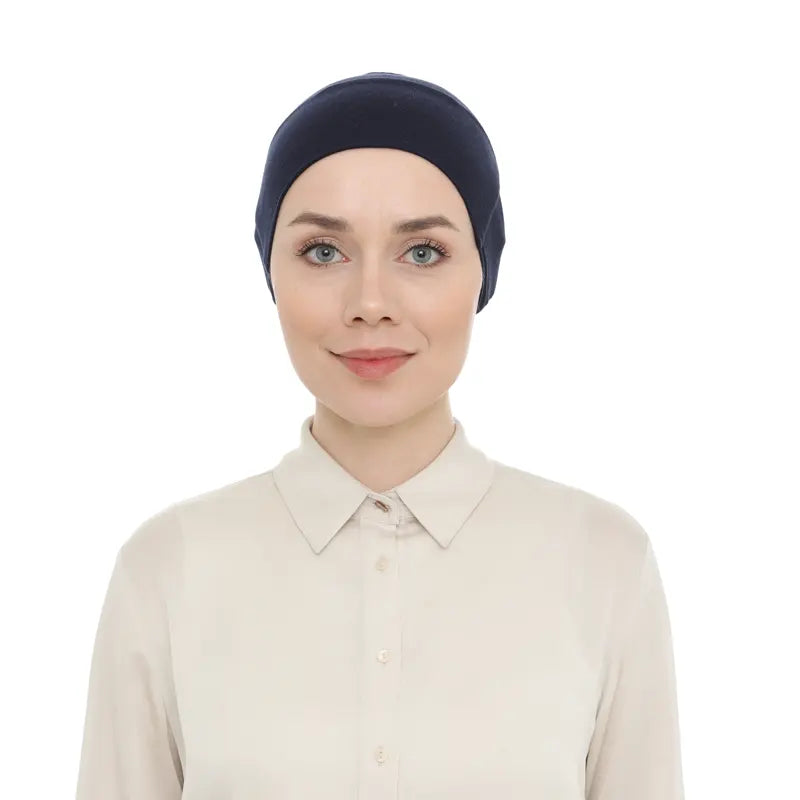 Women's Tieback Hijab Dark Blue Undercap