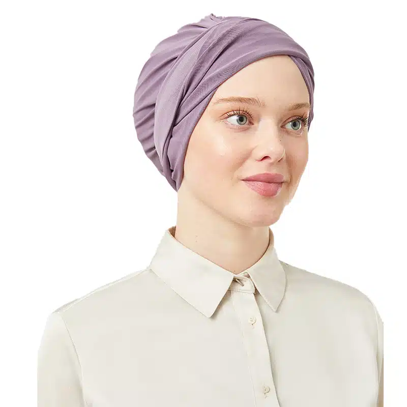 Women's Pre-Tied Dark Violet Turban Head Scarf