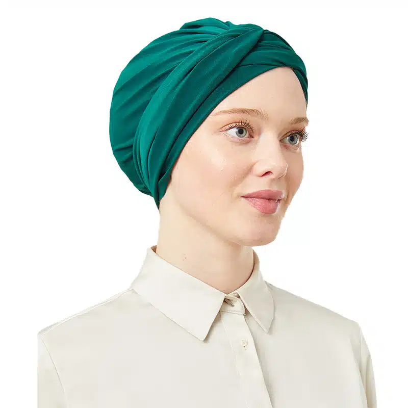 Women's Pre-Tied Emerald Green Turban Head Scarf