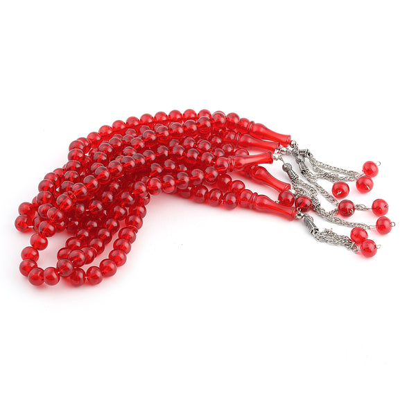 Turkish 33 Bead Plain Tasbih Bright Red