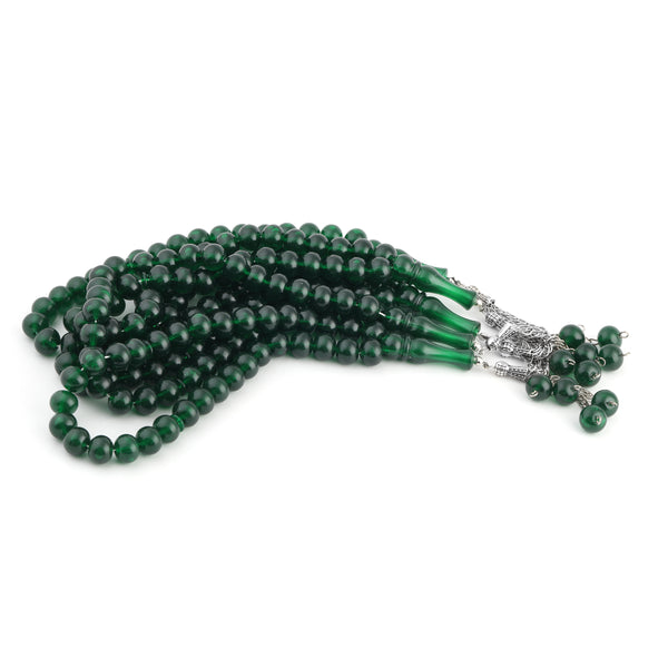 Turkish 33 Bead Plain Tasbih Bottle Green