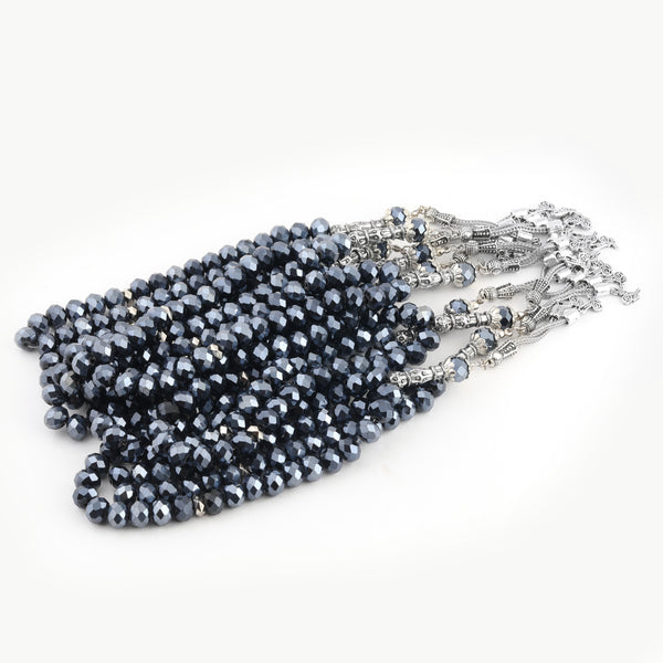 Turksih 33 Bead Crystal Effect Tasbih Dark Grey