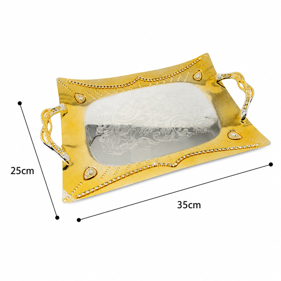 Gold & Silver Floral Detail Serving Tray