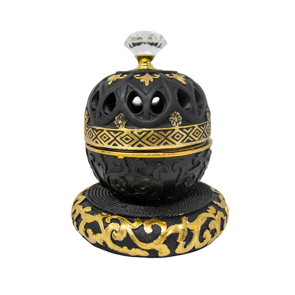 Black & Gold Bowl Dome Bakhoor Burner 10141 A
