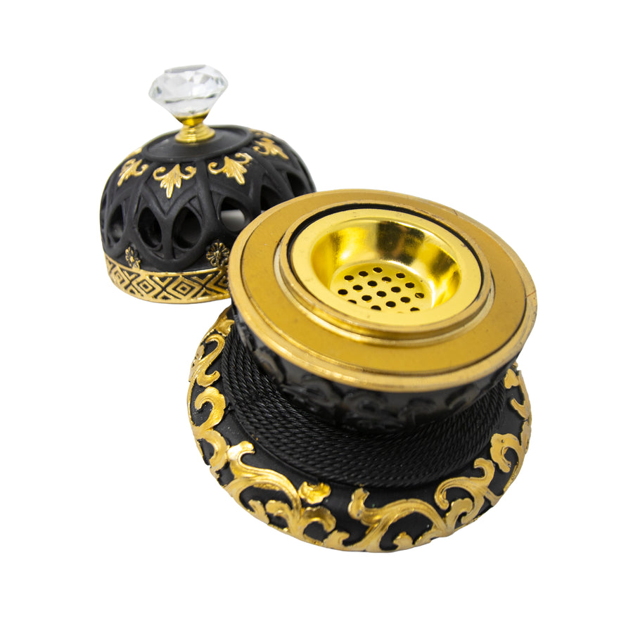 Black & Gold Bowl Dome Bakhoor Burner 10141 A