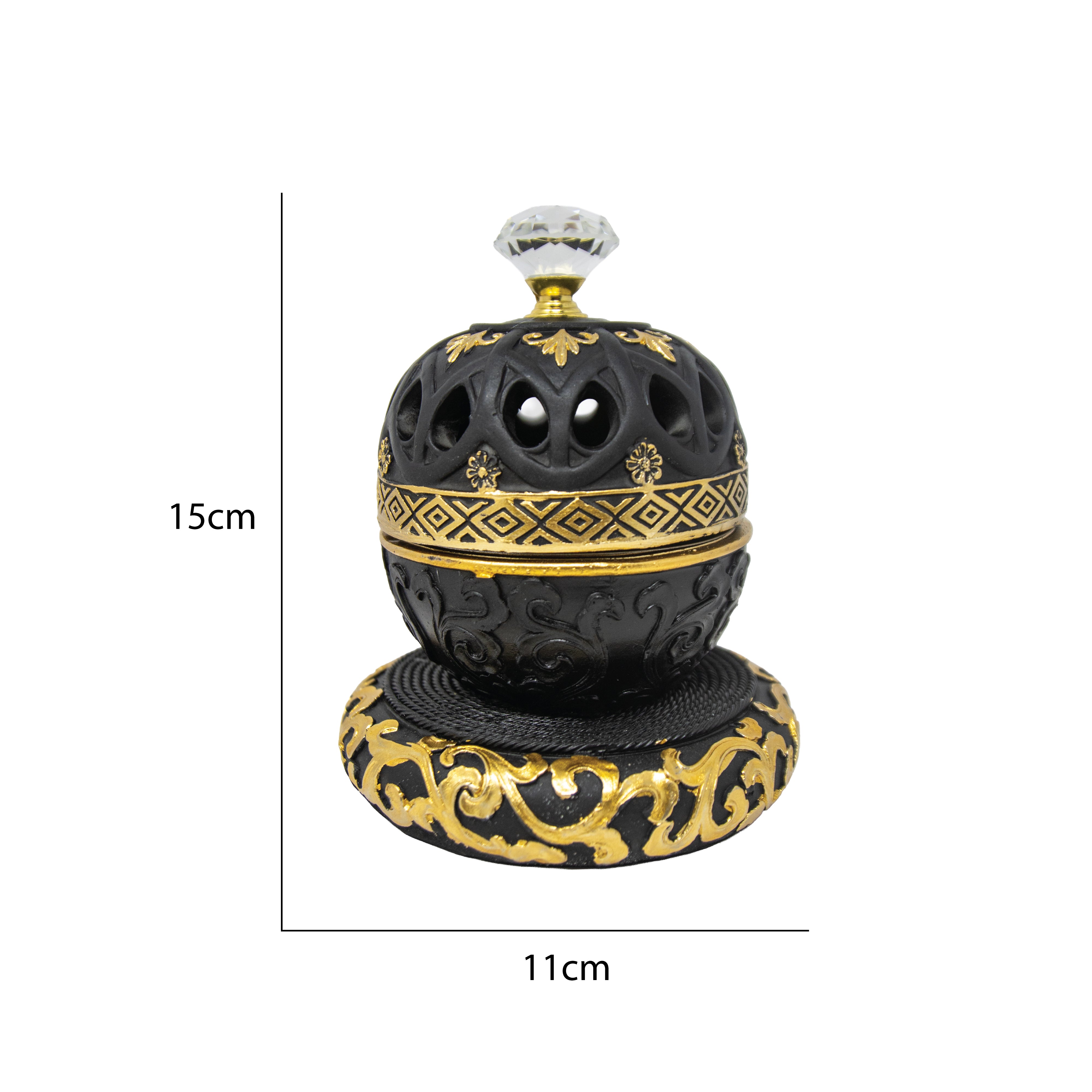 Black & Gold Bowl Dome Bakhoor Burner 10141 A