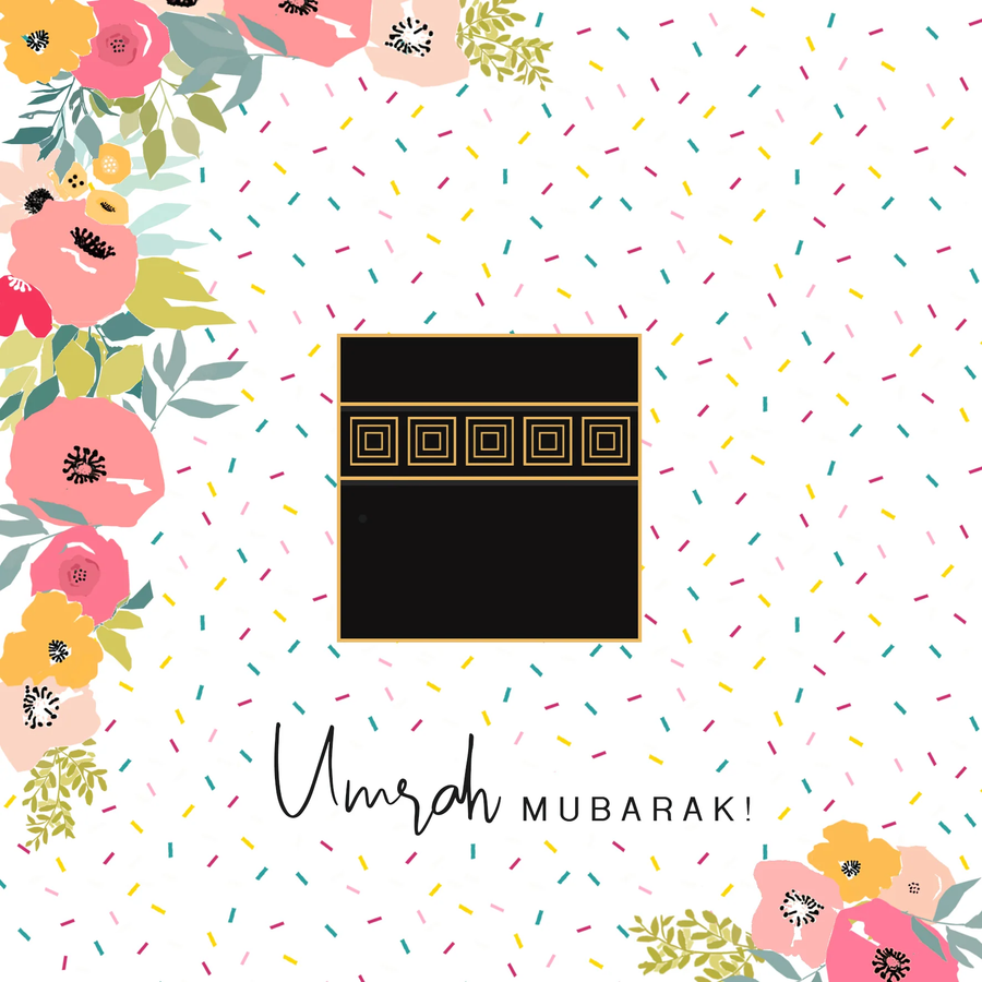 Umrah Mubarak Card Floral