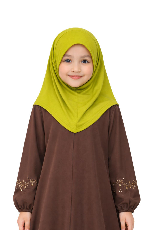 Girls Cotton Hijab Lime Green