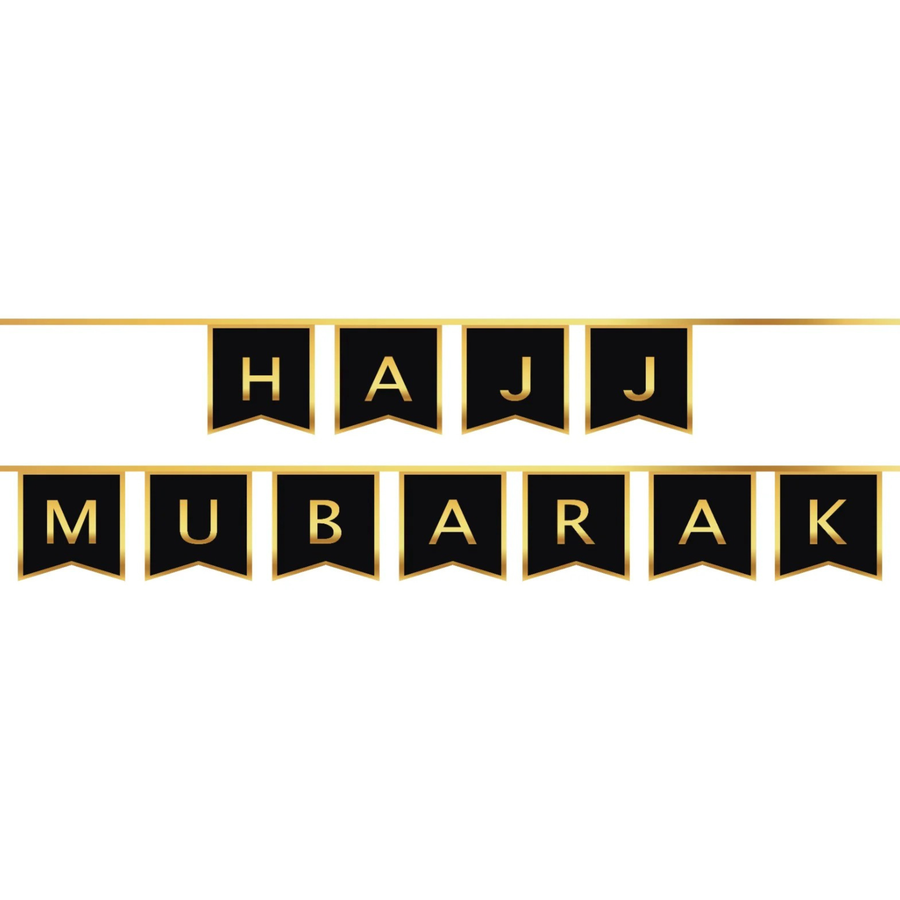 Hajj Mubarak Letter Bunting Gold Foil