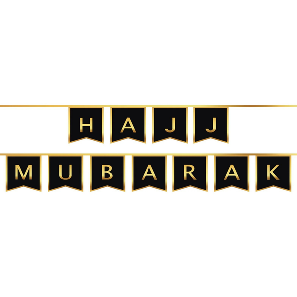 Hajj Mubarak Letter Bunting Gold Foil