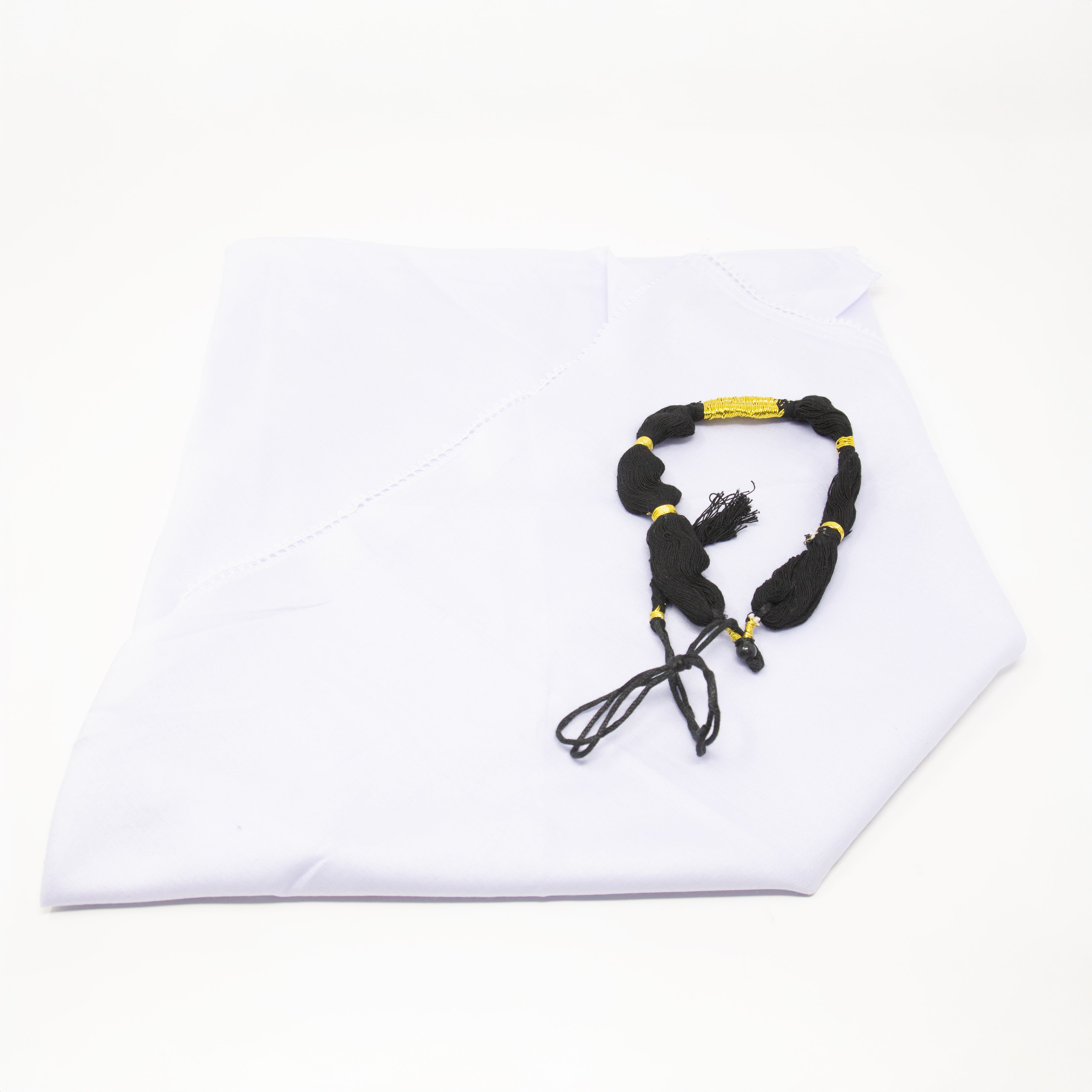 Kids White Shemagh With Black Tassel