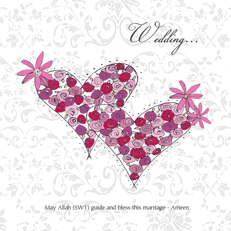 Wedding Floral Lovehearts Card