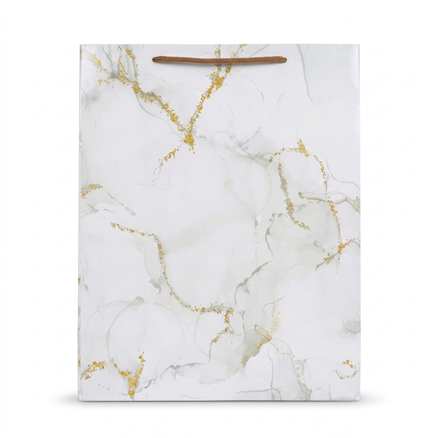 White & Gold Marble Gift Bag