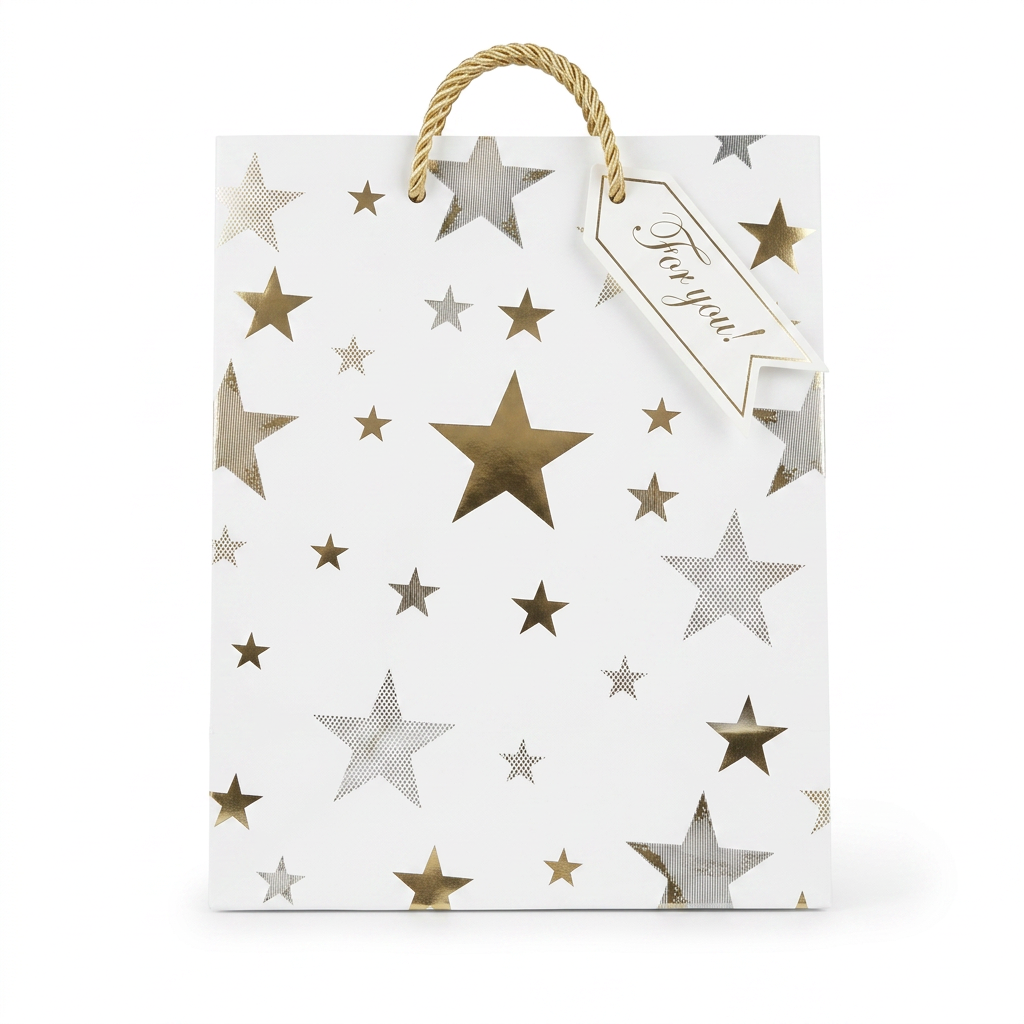 White & Gold Stars Gift Bag