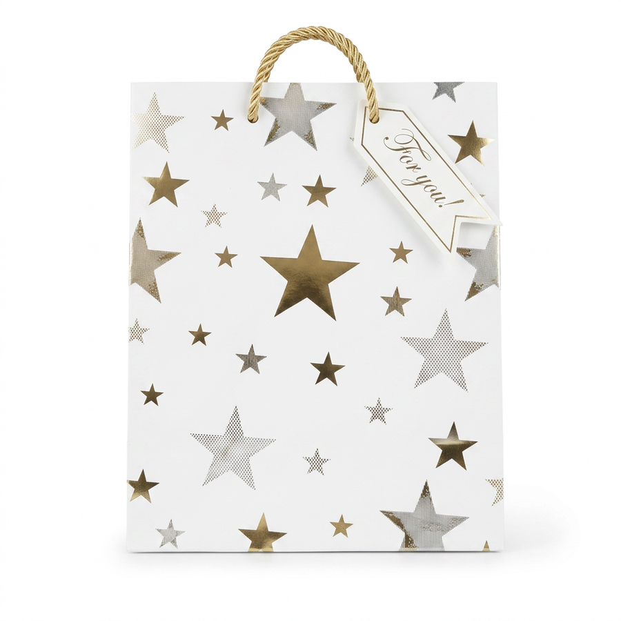 White & Gold Stars Gift Bag
