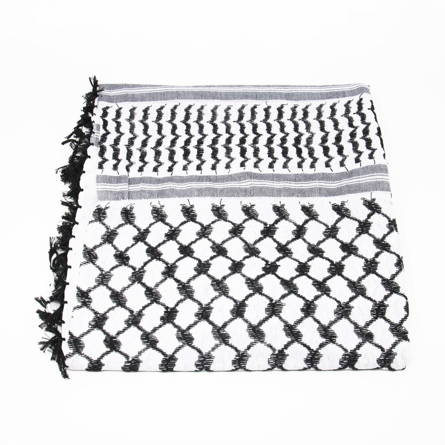 Mens Yasir Arfat Black & White Shemagh