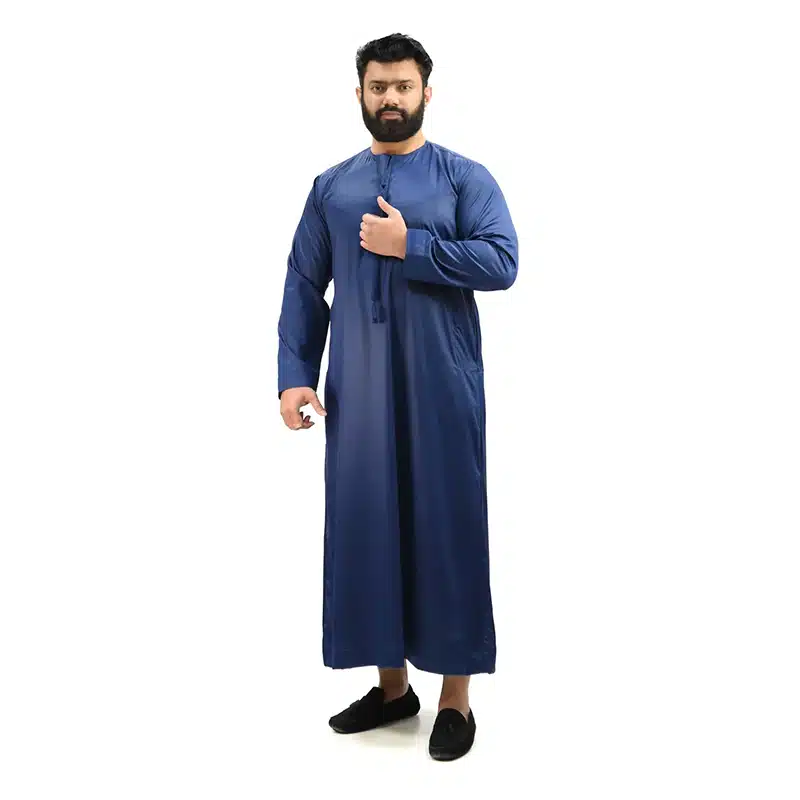 Omani Shiny Tasseled Blue Thobe 0020-5 image 0