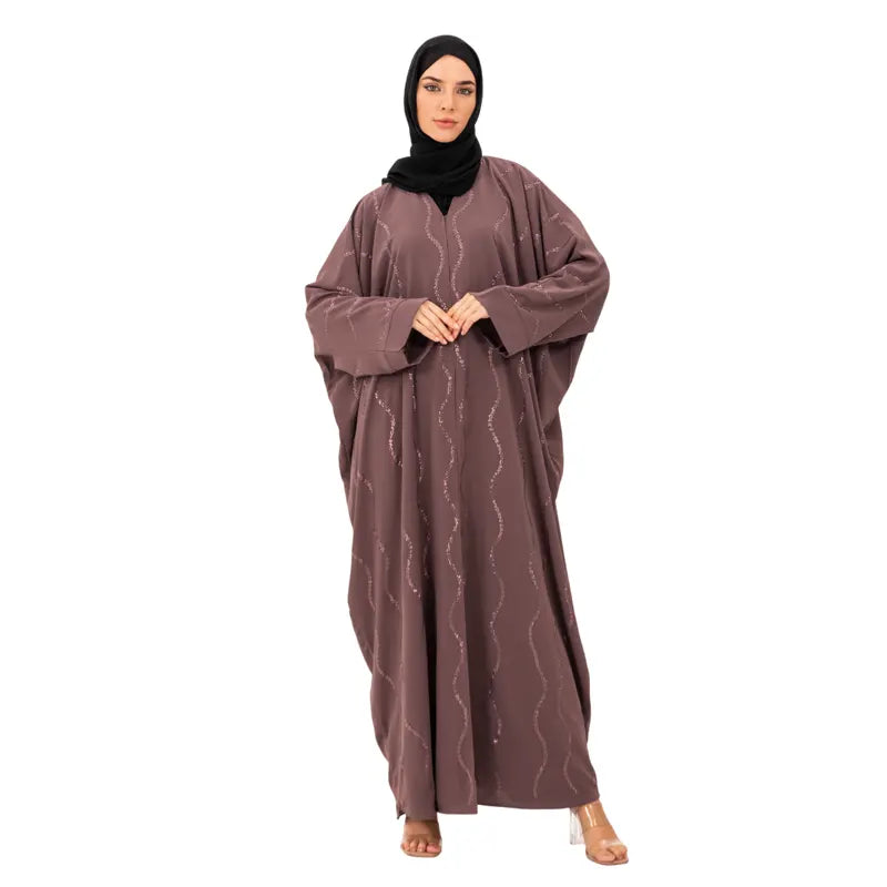 Mauve Dainty Embellished Buttoned Batwing