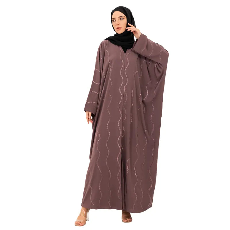 Mauve Dainty Embellished Buttoned Batwing