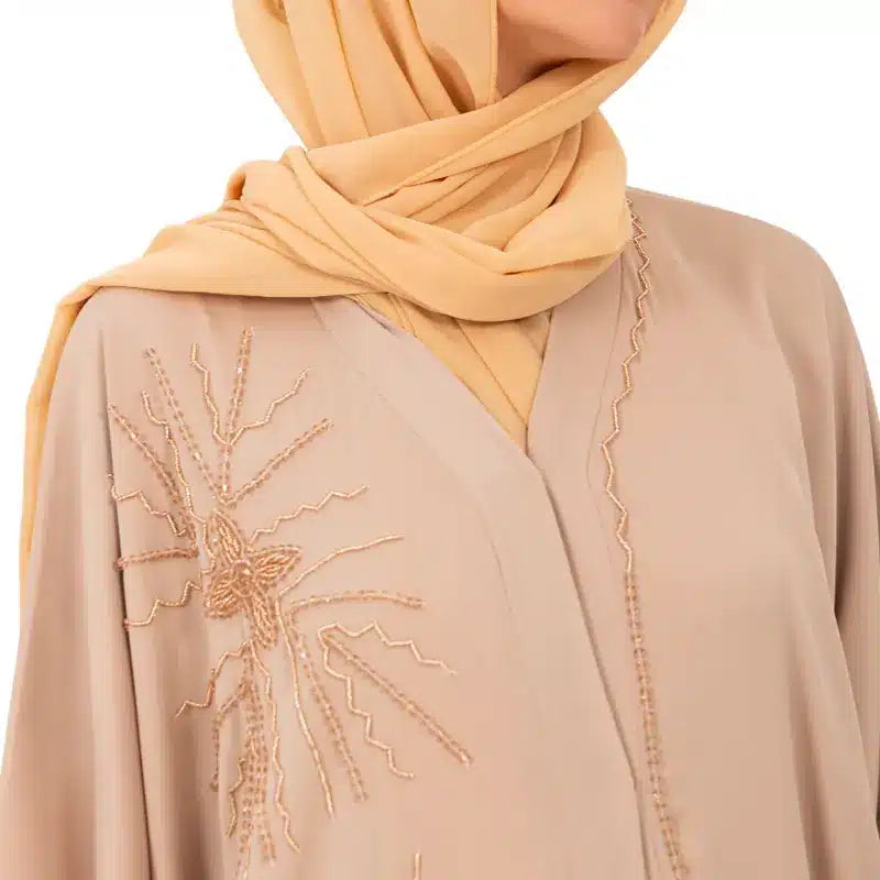 Timeless Stone Gold Buttoned Abaya