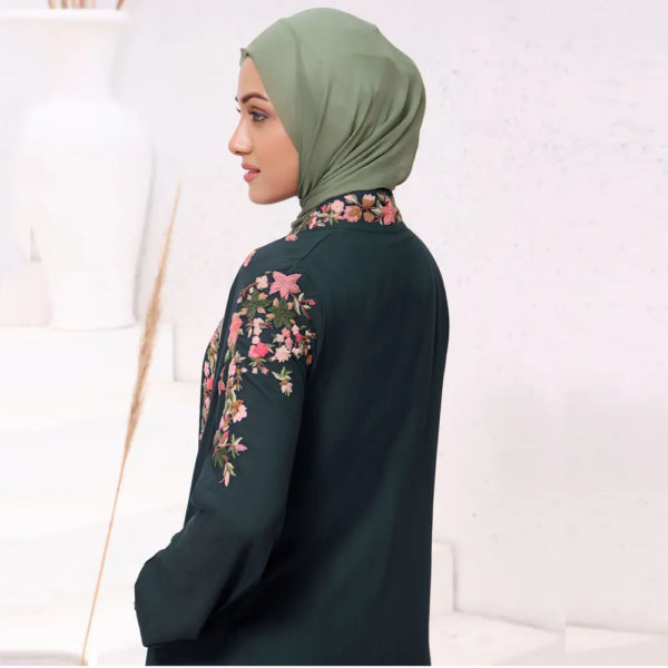 Green Floral Embroidery Kimono ASK-948