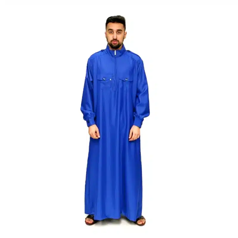 Men's Collared Bright Blue Thobe 729 image 6