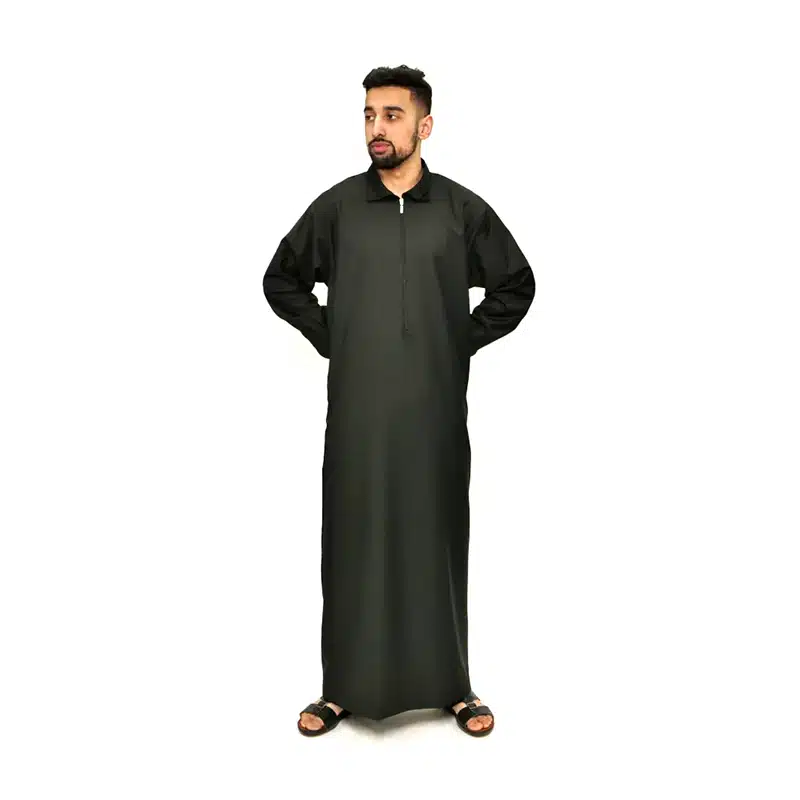 Men's Styled Collared Black Thobe 671- 4 image 1