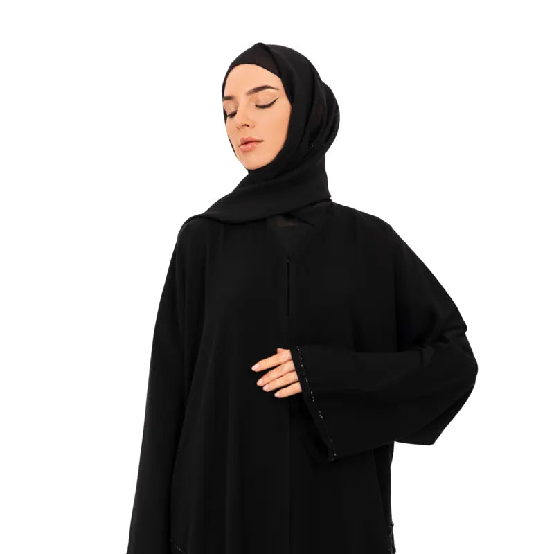 Deluxe Black Buttoned Abaya