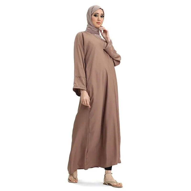 Faiza Beaded Sleeve Mauve Abaya