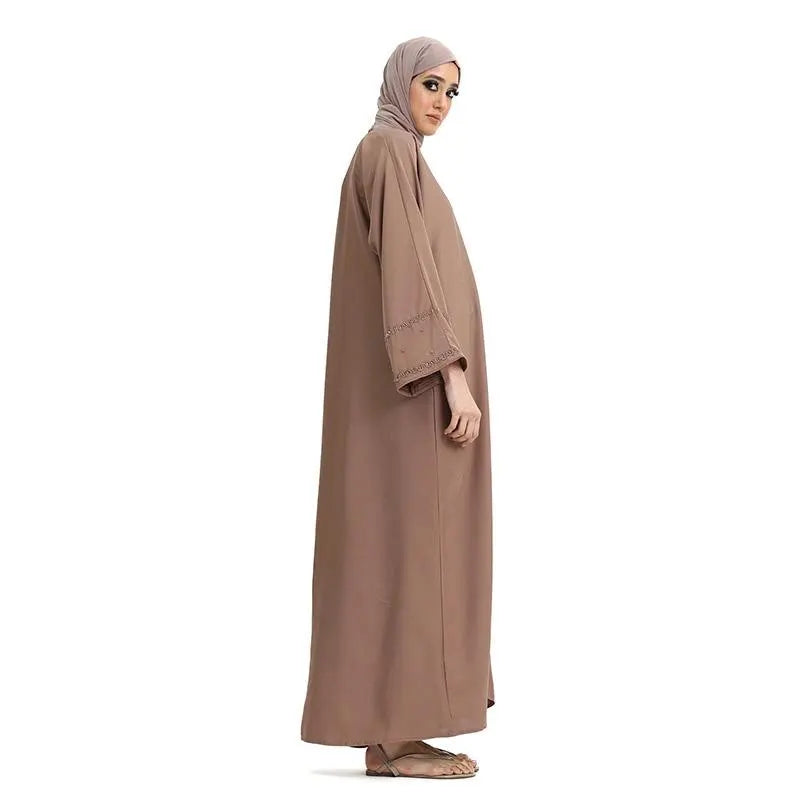 Faiza Beaded Sleeve Mauve Abaya