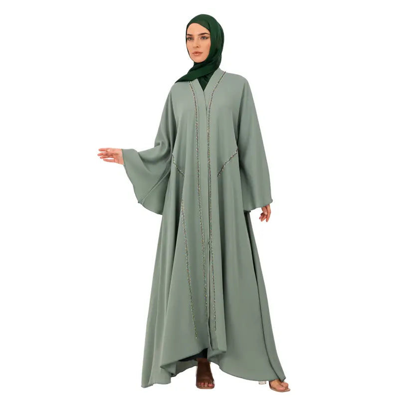 Multi Embellished Umbrella Buttoned Abaya