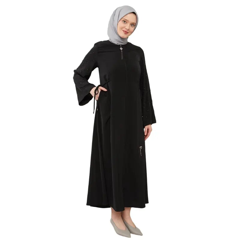 Fatima Zip Black Abaya