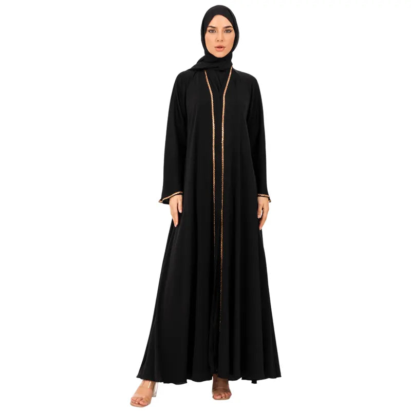Black Ayla Umbrella Cut Buttoned Abaya