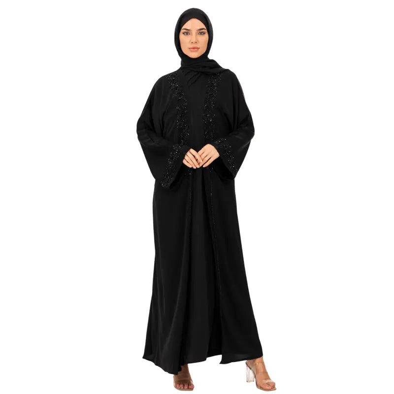 Black Noor Embellished Kimono Set