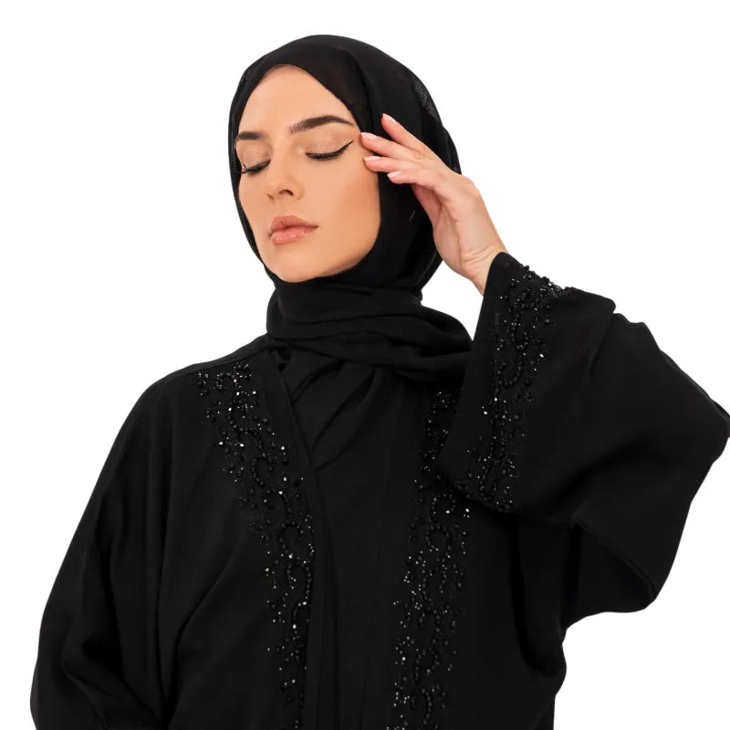 Black Noor Embellished Kimono Set