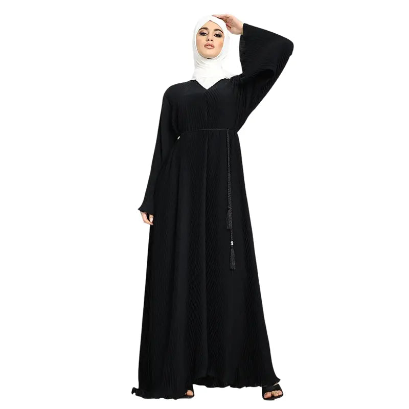 Black Pleated Women's Abaya