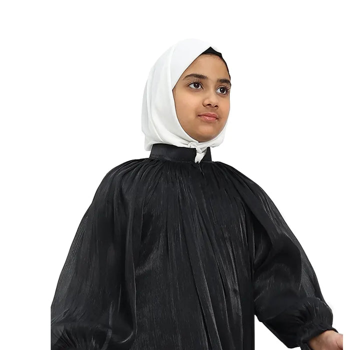 Girls Black Organza Abaya 2025
