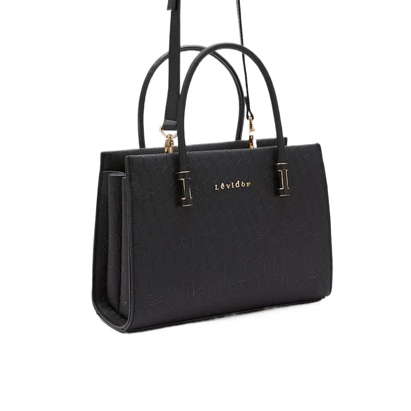 Women's Black Textured Top Handle Bag Ref 930015