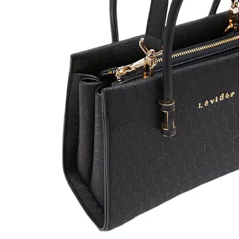 Women's Black Textured Top Handle Bag Ref 930015