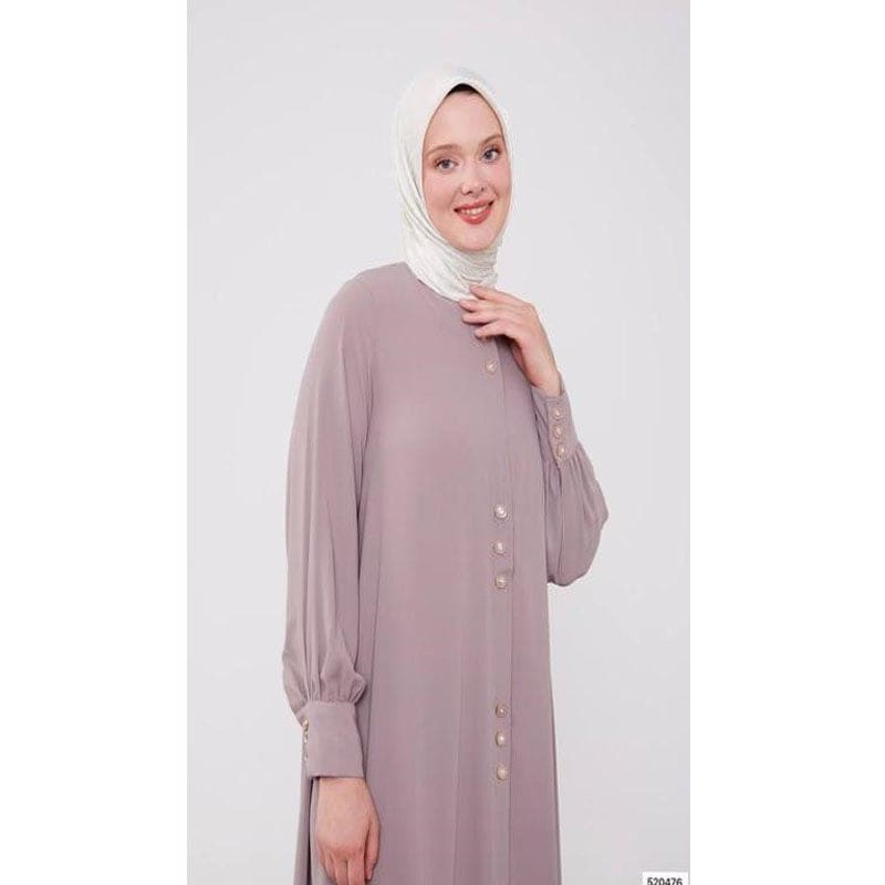 Women Classic Blush Pink Button Abaya