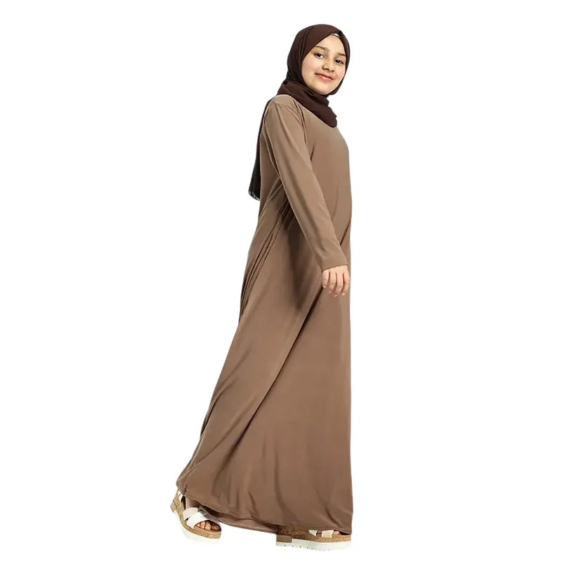 Brown Girls Jersey Abaya